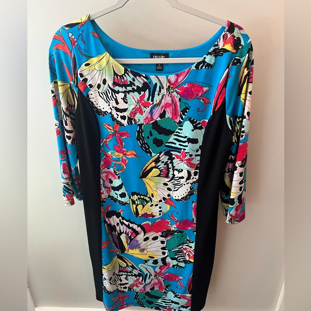 Nicole Miller Multi, Floral and Butterfly Dress Women’s Size M